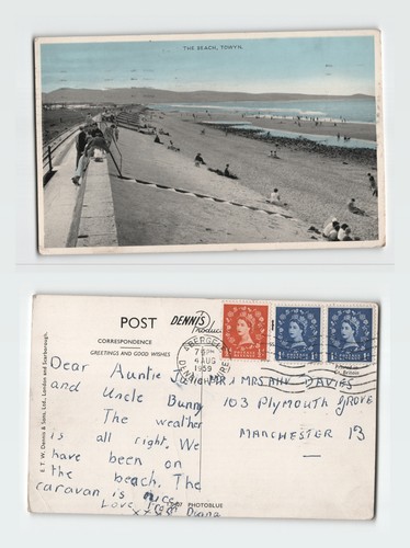 Vintage postcard towyn wales - postcard,