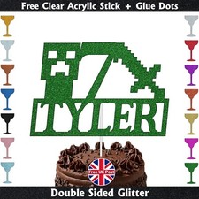 Mine Glitter Cake Topper Personalised Children Birthday Party unofficial Decor