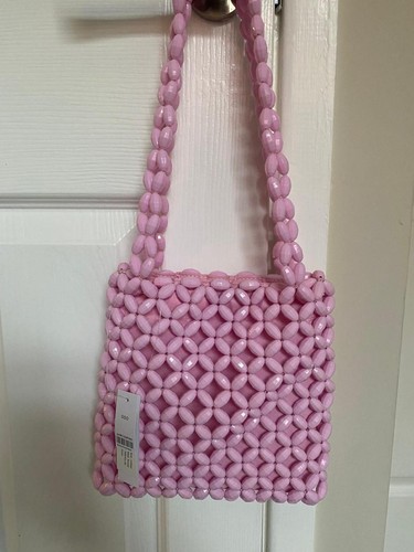 Topshop pink bead small tote