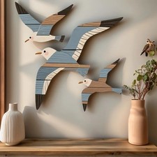 3PCS Wooden Seagull Wall Art