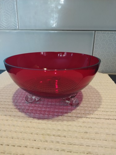 Ruby red glass pedestal bowl - pedestal,