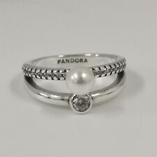 Pearl & Pavé Double Band Ring