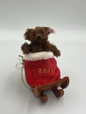Steiff Vintage 2011 Hanging Christmas Sleigh Sledging Decoration Mini Teddy Bear