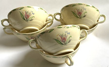 Vintage New Hall Hanley Handpainted Two-handled Ceramic Bowl X Set of 6 Bowls