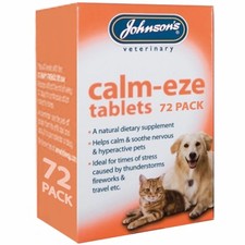 Johnsons Calm-Eze 72 Tablets Calms Nervous Soothes Hyper Active Dog Cat Remedy