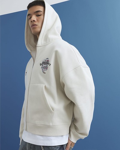 River island mens hoodie cream - hoodie,