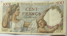 French 100 Francs 1939 Large