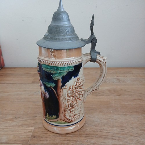 German beer stein with lid - german,