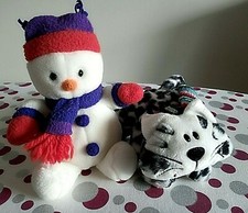 Xmas Tesco Chilly & Friends Chester the Cat and Snowman Cuddly Toys - 8"
