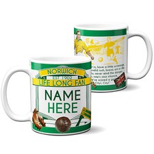 Personalised Football Mug Norwich City Fan Vintage Retro Cup Fathers Gift VFM42