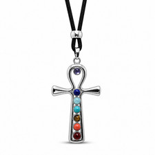 7 Chakra Ankh Necklace
