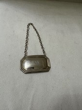 B & Co,Broadway Silversmiths,Silver Brandy Decanter Label,Bottle Tag,Chain