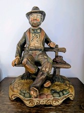 Capo Di Monte Hobo On A Bench Ceramic Figurine Ornament Made In Portugal