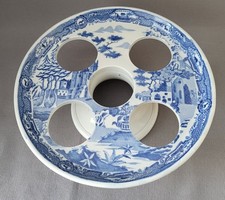 SPODE PEARLWARE BLUE TRANSFER PRINTED GOTHIC CASTLE EGG CUP STAND C1812-20