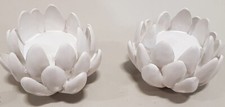 TEA LIGHT HOLDERS x4 HIGH QUALITY BRANDED WHITE CERAMIC -THE VINTAGE GARDEN ROOM