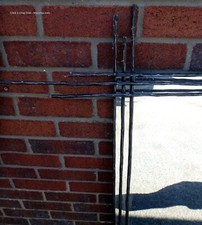 1970s Brutalist vintage wall mirror asymmetric textured steel frame overmantel 