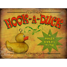 Vintage Traditional  Fairground Stalls & Rides Metal Sign  "Hook A Duck"