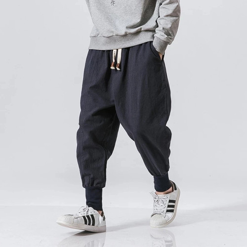 Cotton linen harem pants - cotton, men