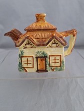 Vintage Keele Street Pottery Thatched Roof Cottage Ware Small Teapot Creamer 