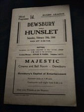 RARE VINTAGE RUGBY LEAGUE DEWSBURY V HUNSLET PROGRAMME 19TH FEBRUARY 1944