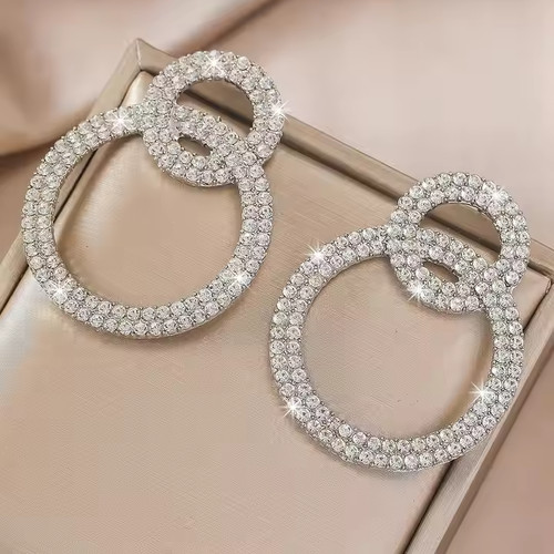 Rhinestone large circle silver - large,