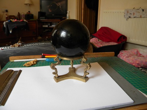 Antique obsidian crystal ball - antique,