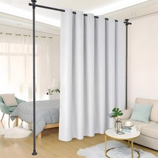 Room Divider No Drilling Curtain Poles Wall Divider Adjustable Black RRP £40.1