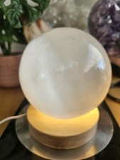 Large Selenite Sphere Lamp –