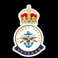 Kings Crown BRITISH VETERAN Army Navel RAF FORCES VETERANS STICKER Vinyl 100mm
