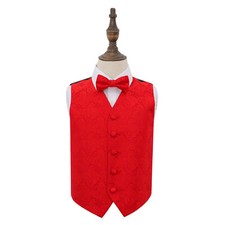 Red boys waistcoat bow - red,