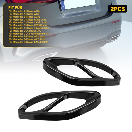 2pcs gloss black exhaust - black,