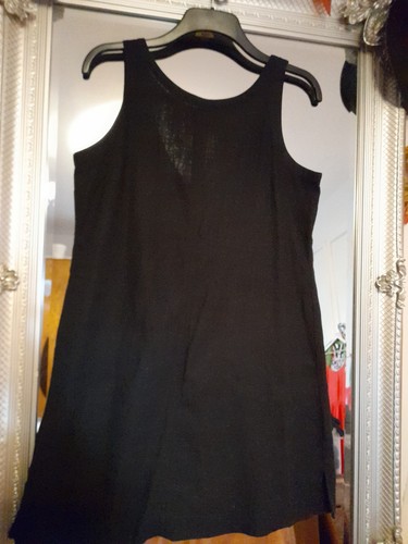 Black linen dress - linen,