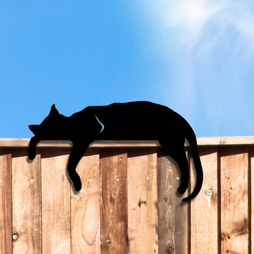 Cat fence topper black metal - cat,