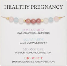 Fertility Pregnancy Crystal Healing Bead Bracelet Gift For Her Rose Quartz +Card