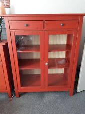 Ikea Hemnes Wood  Glass Door Cabinet with 2 drawers   Red ---NEW LOWER PRICE---