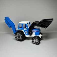Plasto Ford Tractor with Front Loader Blue/White Missing Digger Made in Finland