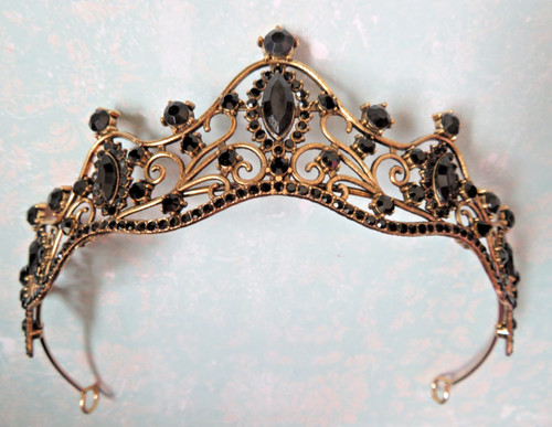 Black crystal antique gold - crystal, &