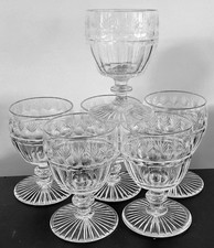 SIX ANTIQUE GEORGIAN GLASS RUMMERS LARGE WINE GOBLETS c.1830