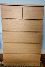 MALM 6 Drawer Chest by IKEA – Oak Veneer – Excellent Condition – RRP £129
