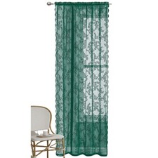 Floral Lace Window Net Curtains Rod Slot Through Top Transparent Drapes UK*