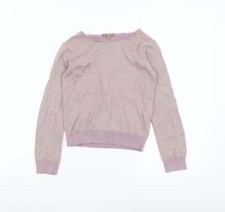 ilovegorgeous Girls Pink Round Neck Colourblock Cotton Blend Jumper Size 6-7