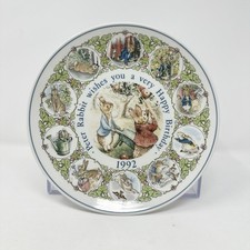 Vtg 1992 Peter Rabbit Happy Birthday Plate Wedgwood England Beatrix Potter