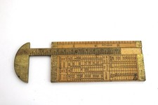 ANTIQUE J. RABONE & SONS BRASS & BOXWOOD ROPE GAUGE measure 1206 calipure rule