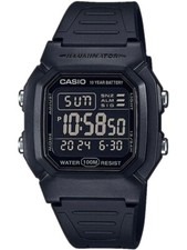 Wristwatch CASIO W-800H-1B Silicone Black Chrono Alarm Dual Time Sub 100mt