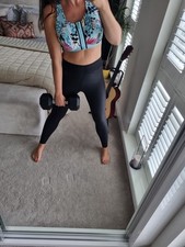 M&S Dogtooth trendy retro black gym leggings size uk 12 M/L