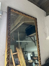 Vintage Wooden Long Gold Gilt Carved Hallway Mirror Rectangular