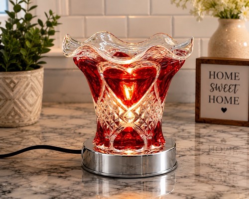 Red heart cut glass - cut, electric