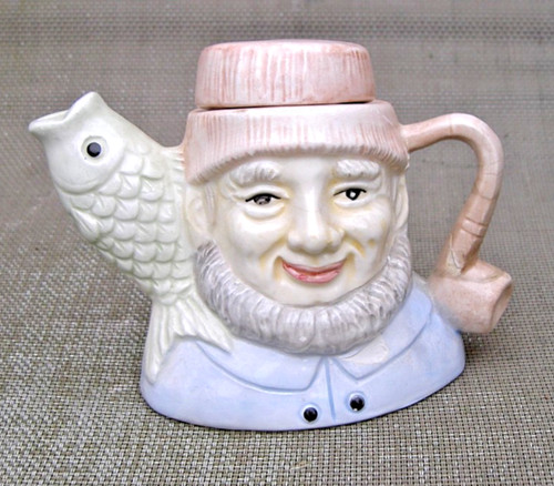 Vintage teapot fisherman fish - vintage,