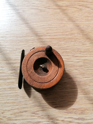 Vintage wooden brass fishing - brass,