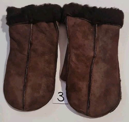 Brown suedeleather mittens - suedeleather,